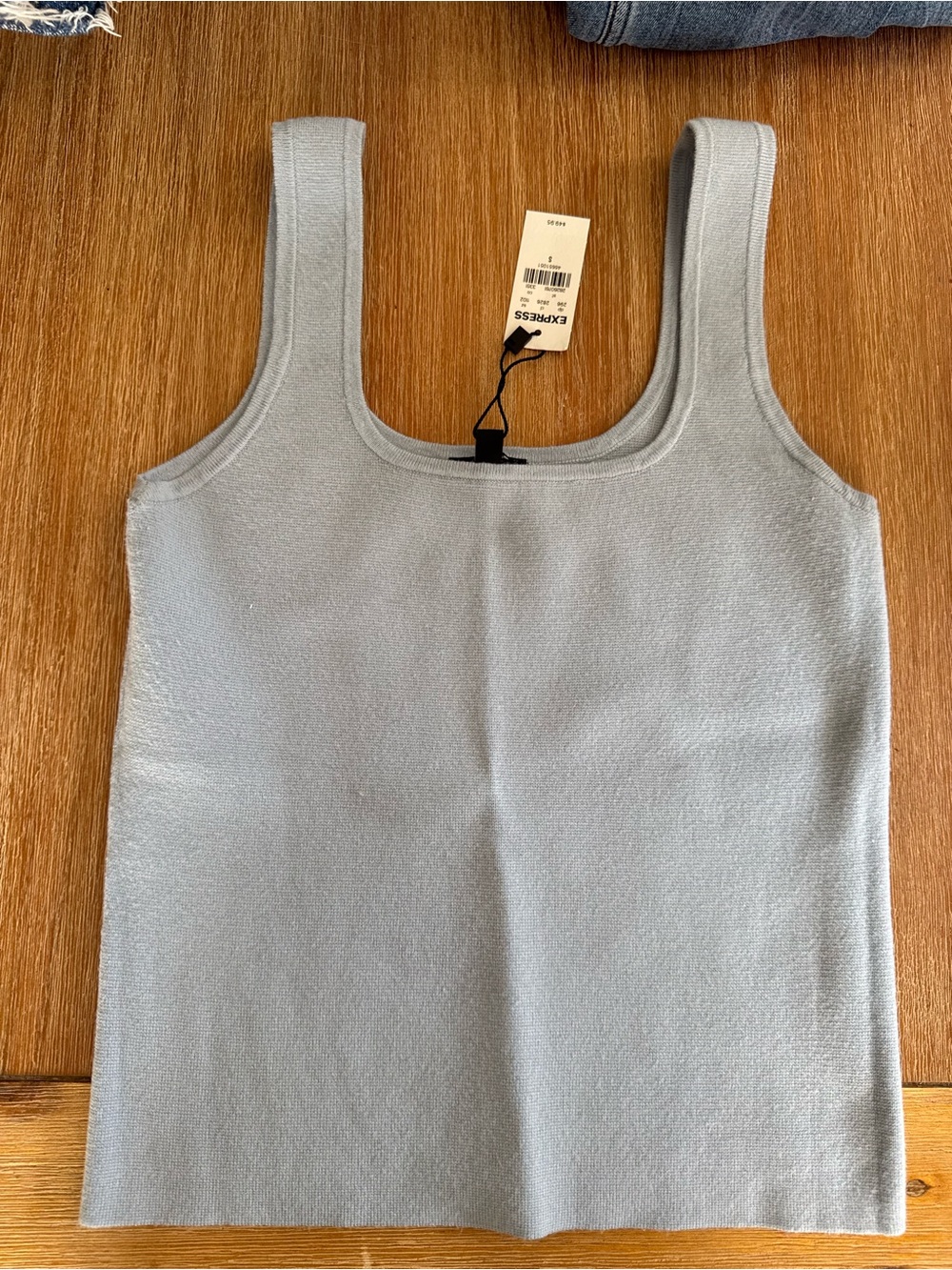 Express Light Blue Knit Square-Neck Tank